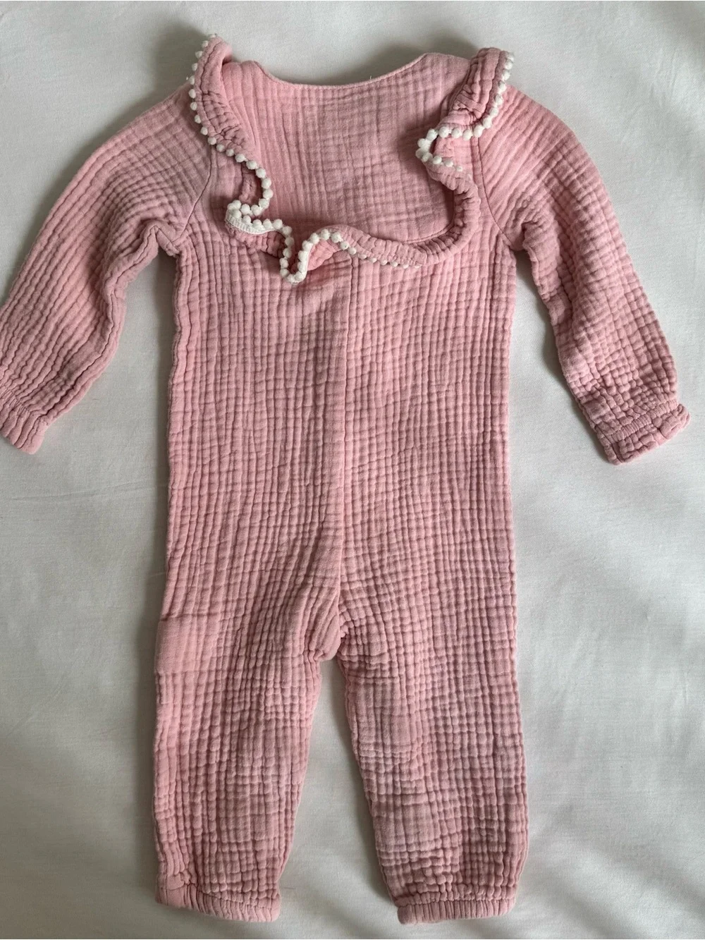 Haute Hippie Pink Embroidered Ruffle Romper Footie Size 6-9mo
